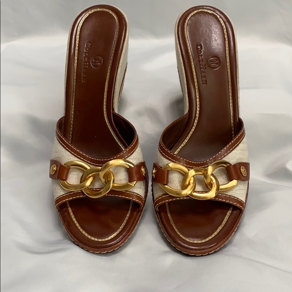 Cole Haan Leather & Linen Wedges Size 8.5 - Picture 2 of 7